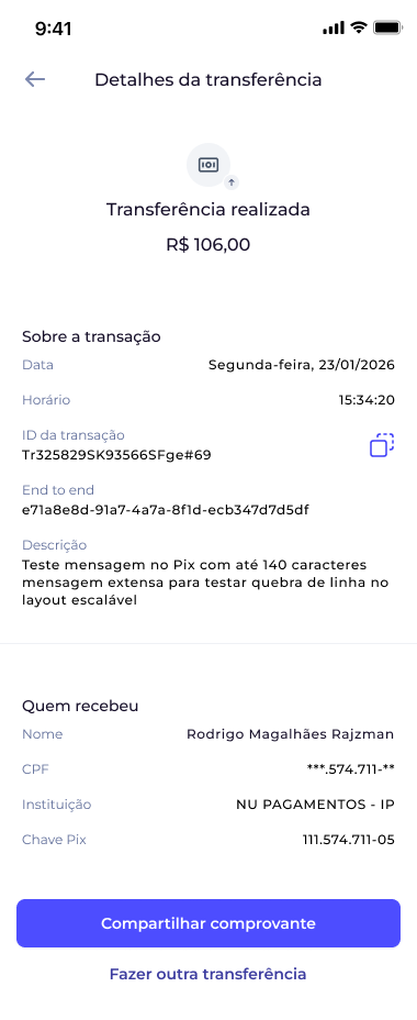 Comprovante — End-to-end ID exibido (exigência BACEN)
